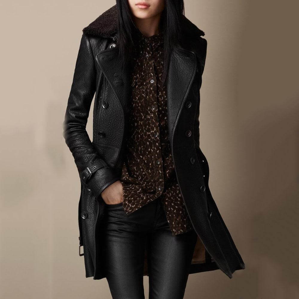 Claire™ Manteau Trench en Cuir Luxueux