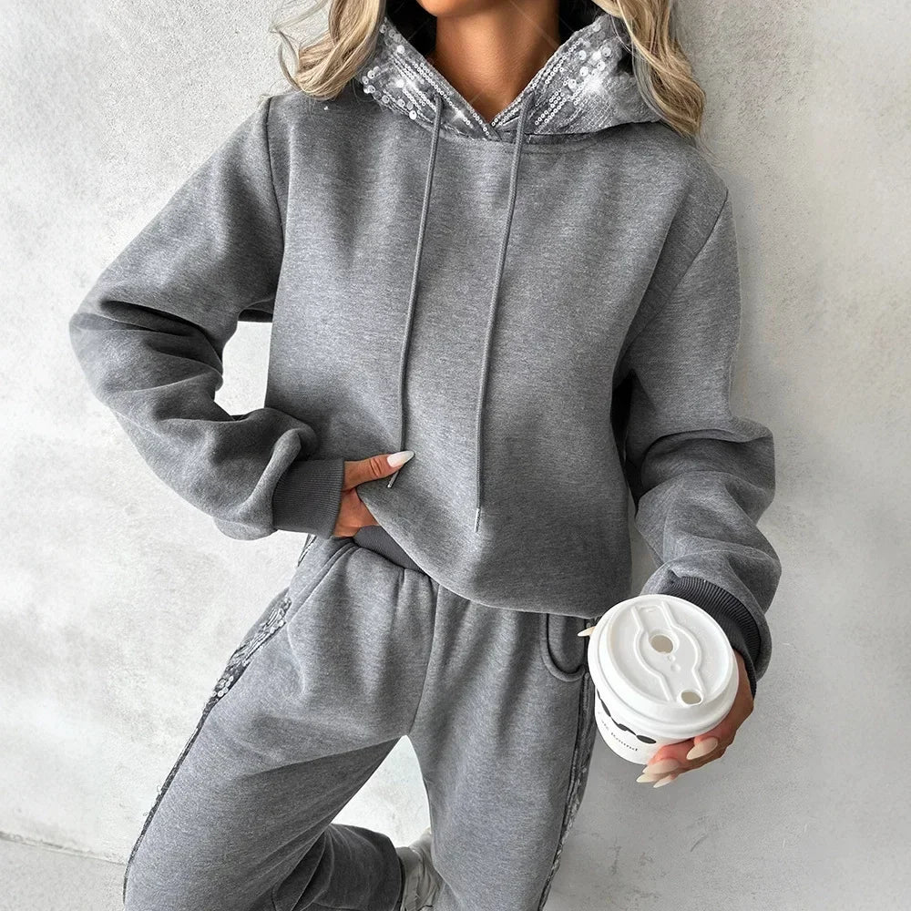 Ensemble Elisa™ – Sweatshirt à Capuche & Pantalon de Jogging avec Sequins