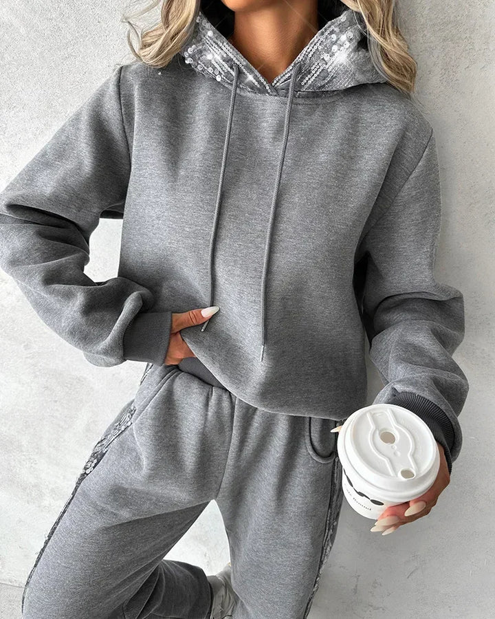 Ensemble Elisa™ – Sweatshirt à Capuche & Pantalon de Jogging avec Sequins